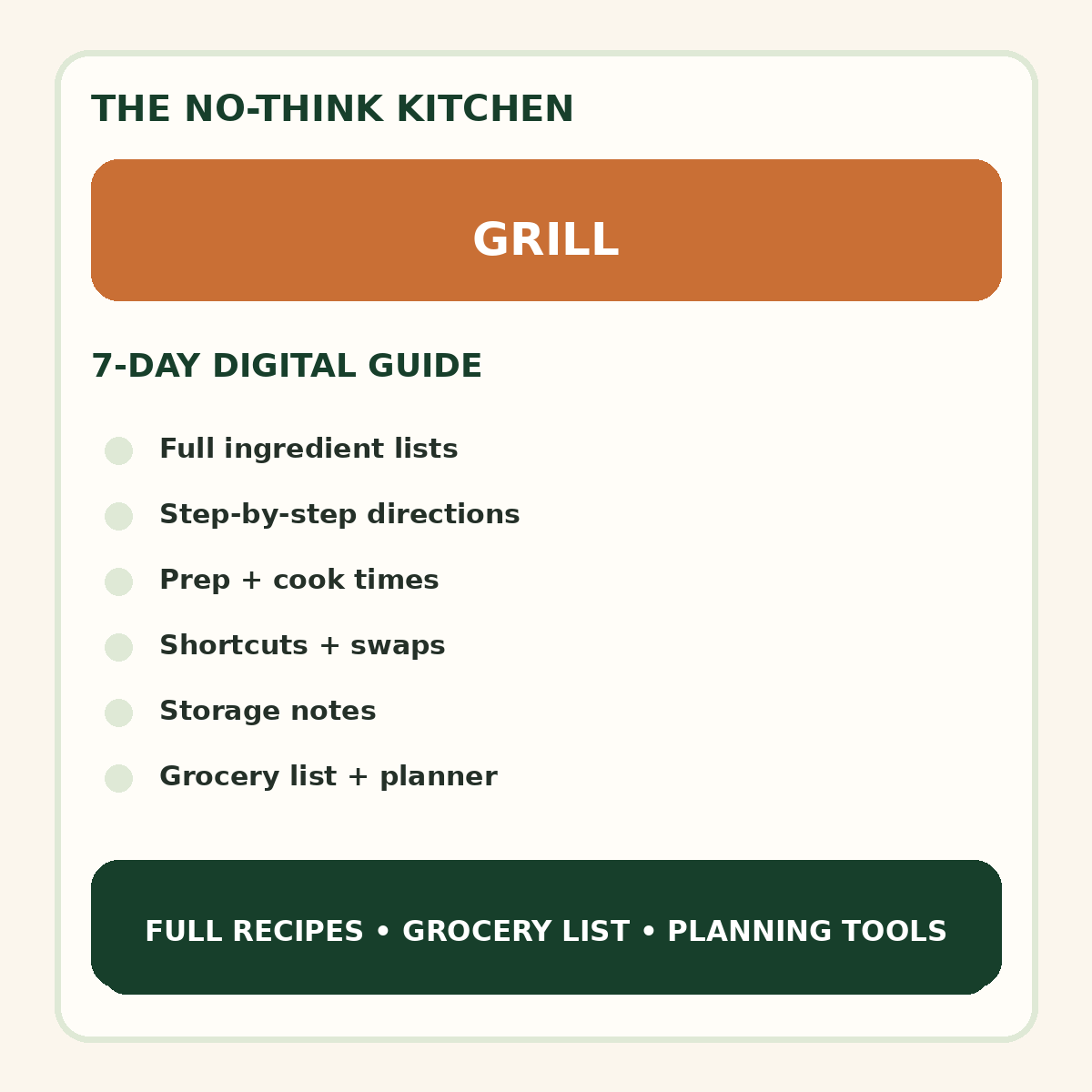 Grill meal plan cover